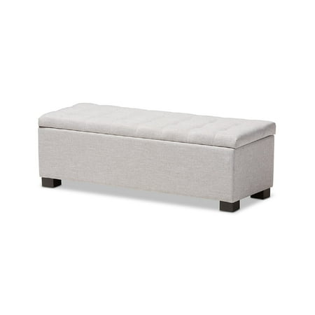 Baxton Studio Roanoke Modern and Contemporary Grayish Beige Fabric Upholstered Grid-Tufting Storage Ottoman Bench