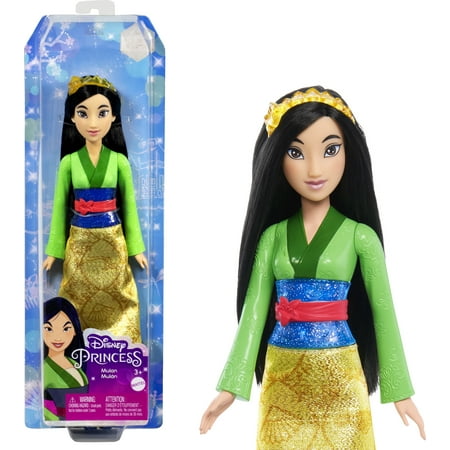 Disney Princess Mulan 11 inch Fashion Doll with Black Hair, Brown Eyes & Hair Accessory, Sparkling Look