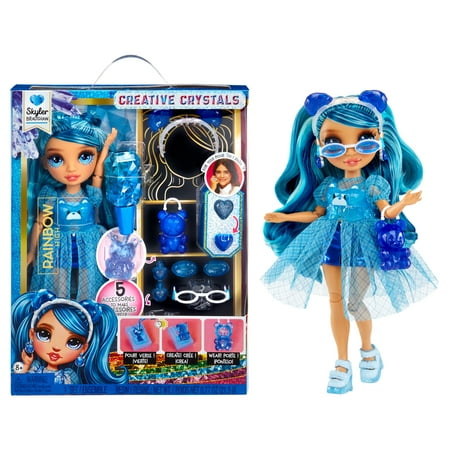 Rainbow High Creative Crystals Skyler - Blue 11” Fashion Doll with Crystal Accessory Make It Kit, Ring for You, DIY, Crafts, Resin, Kids Gift 8+