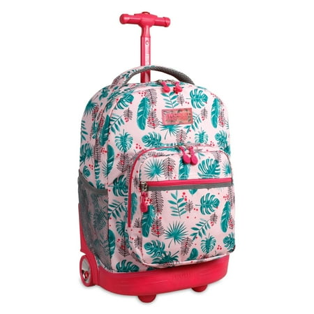 J World Sunrise 18" Rolling Backpack - Palm Leaves