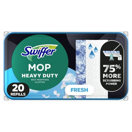 Swiffer Sweep + Mop Heavy Duty Wet Refills, Multi-Surface Floor Cleaner, Fresh, 20 Count