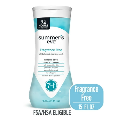 Summer’s Eve Fragrance Free Gentle Daily Feminine Wash, Removes Odor, pH Balance, 15 fl oz