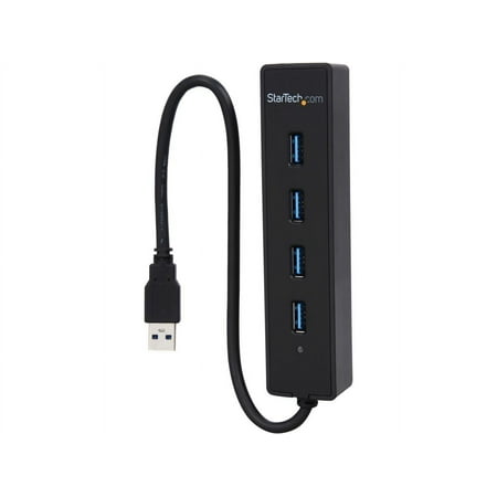 StarTech.com ST4300PBU3 4 Port USB 3.0 Hub - Built-in Cable - SuperSpeed - Black - USB Splitter - USB Port Expander - USB 3 Hub