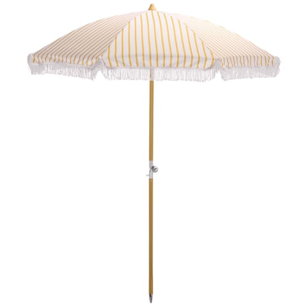 Safavieh Outdoor Bella 6.5ft Crank Beach Umbrella, Yellow Stripe
