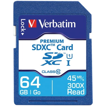 Verbatim 64-GB Class 10, UHS-1 V10 U1 Premium SDXC Memory Card