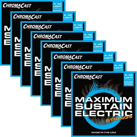 ChromaCast Maximum Sustain Electric Light Gauge (.009-.042) Guitar Strings, 8-Pack