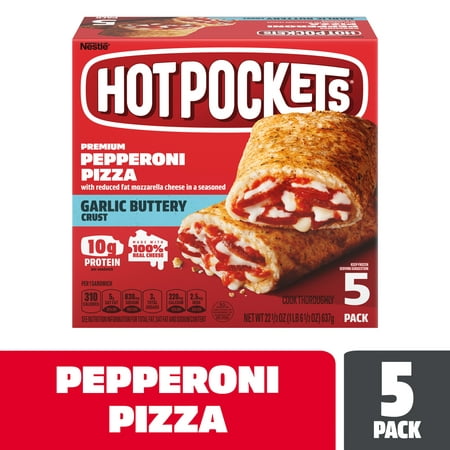 Hot Pockets Frozen Snacks Pepperoni Pizza Sandwiches, 22.5 oz (Frozen)