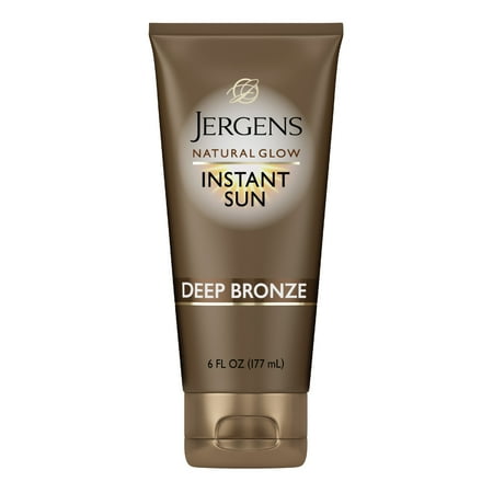 Jergens Natural Glow Instant Sun Sunless Self Tanning Moisturizer And Bronzer Deep Bronze, 6 Oz