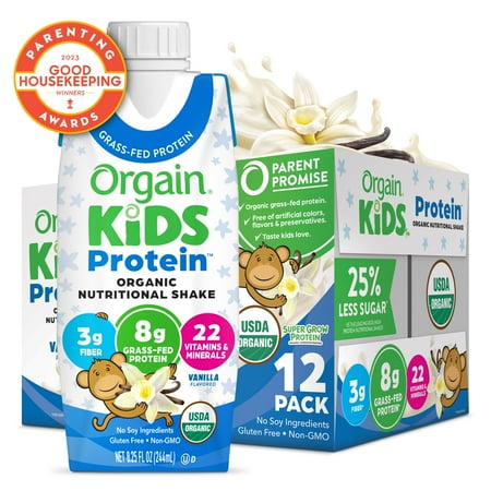 Orgain Organic Kids Nutritional Shake, 22 Vitamins & Minerals, Vanilla, 12ct
