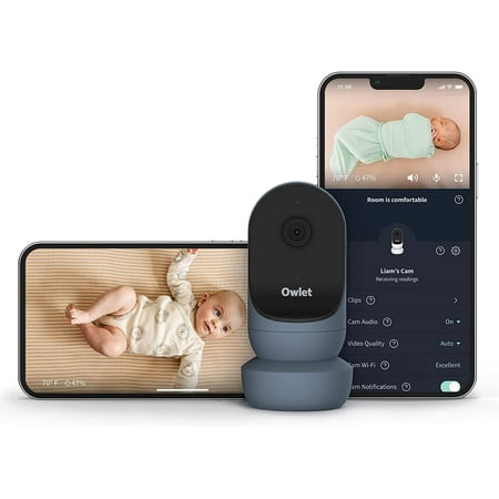 Owlet Cam 2 Smart Baby Monitor - HD Video Cam, Encrypted WiFi, Temp, Nightvision, 2-Way Talk- Bedtime Blue