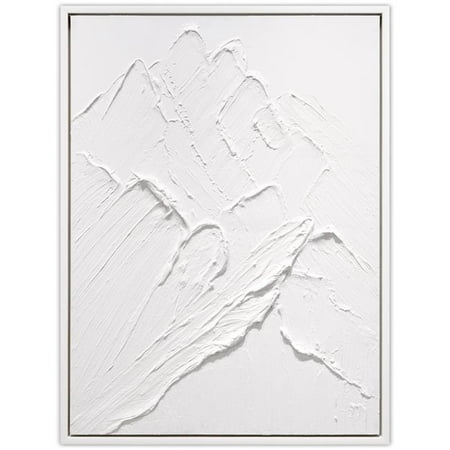Mountain Majesty Heavily Textured Hand Painted White Framed Canvas Wall Art