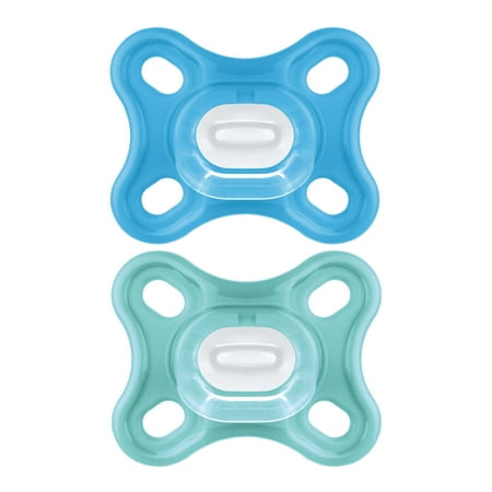 MAM Pacifiers, Baby Pacifier 0-4 Months, Best Pacifier for Breastfed Babies, 'Comfort' Design Collection, Boy, 2-Count, Blue