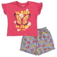 thumbnail image 1 of imagikids Butterfly Girls Ruffle T-Shirt and Chambray Shorts Outfit Set Toddler to Big Kid Sizes, 1 of 5