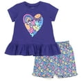 thumbnail image 1 of imagikids Hearts Girls Peplum T-Shirt and Chambray Shorts Outfit Set Toddler to Big Kid Sizes, 1 of 5