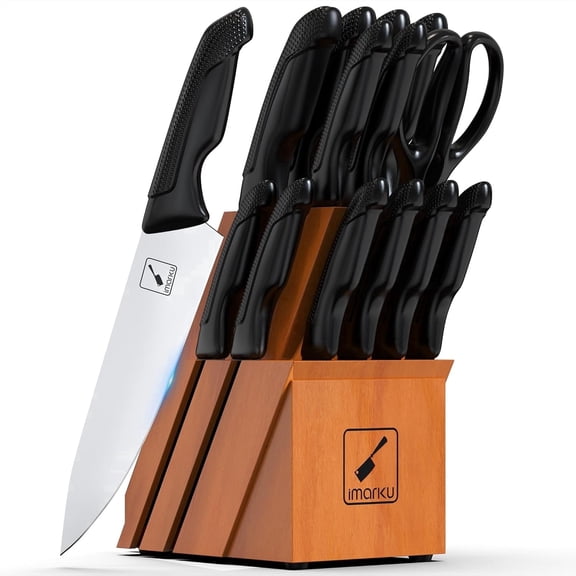 imarku 14PCS Japanese High Carbon Stainless Steel Knife Set Features a Built-in Sharpener, Dishwasher-Safe Design, Kitchen Essentials,Kitchen Essentials