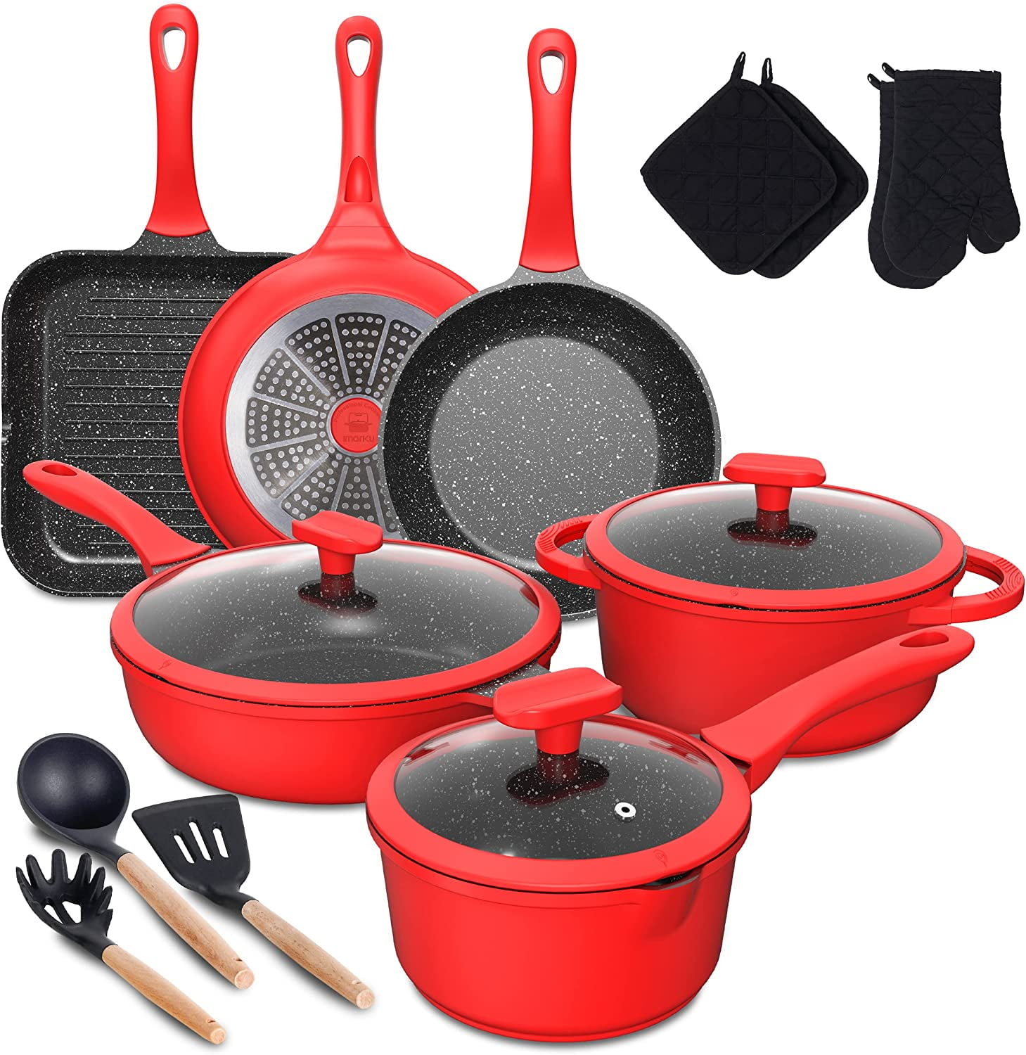 imarku Pot Set with Removeable Handle, 8inch & 12inch Honeycomb Nonstick  Frying Pan Set, Dishwasher Safe, Oven Safe Fast Heating Pots and Pans Set