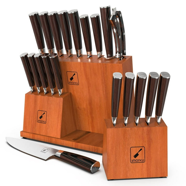 imarku 20-Pieces Premium Kitchen Knife Set, Japanese High Carbon Steel Knife  Set with Block and 2 Pull-away Steak Knife Block Set 