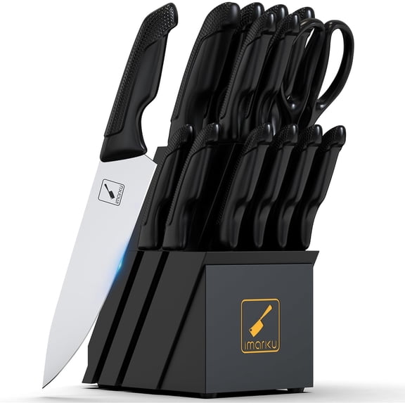 imarku Knife Block Set, Japanese High Carbon Stainless Steel Knives Set, 14-Piece Kitchen Knife Set with Block, Dishwasher Safe, Kitchen Essentials