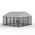 thumbnail image 1 of imerelez 10'x10' Outdoor Dog Kennel with Metal Dog Gate, Outdoor Dog Pens with Roof, Heavy Duty Dog Kennel for Backyard Farm Use, 1 of 9
