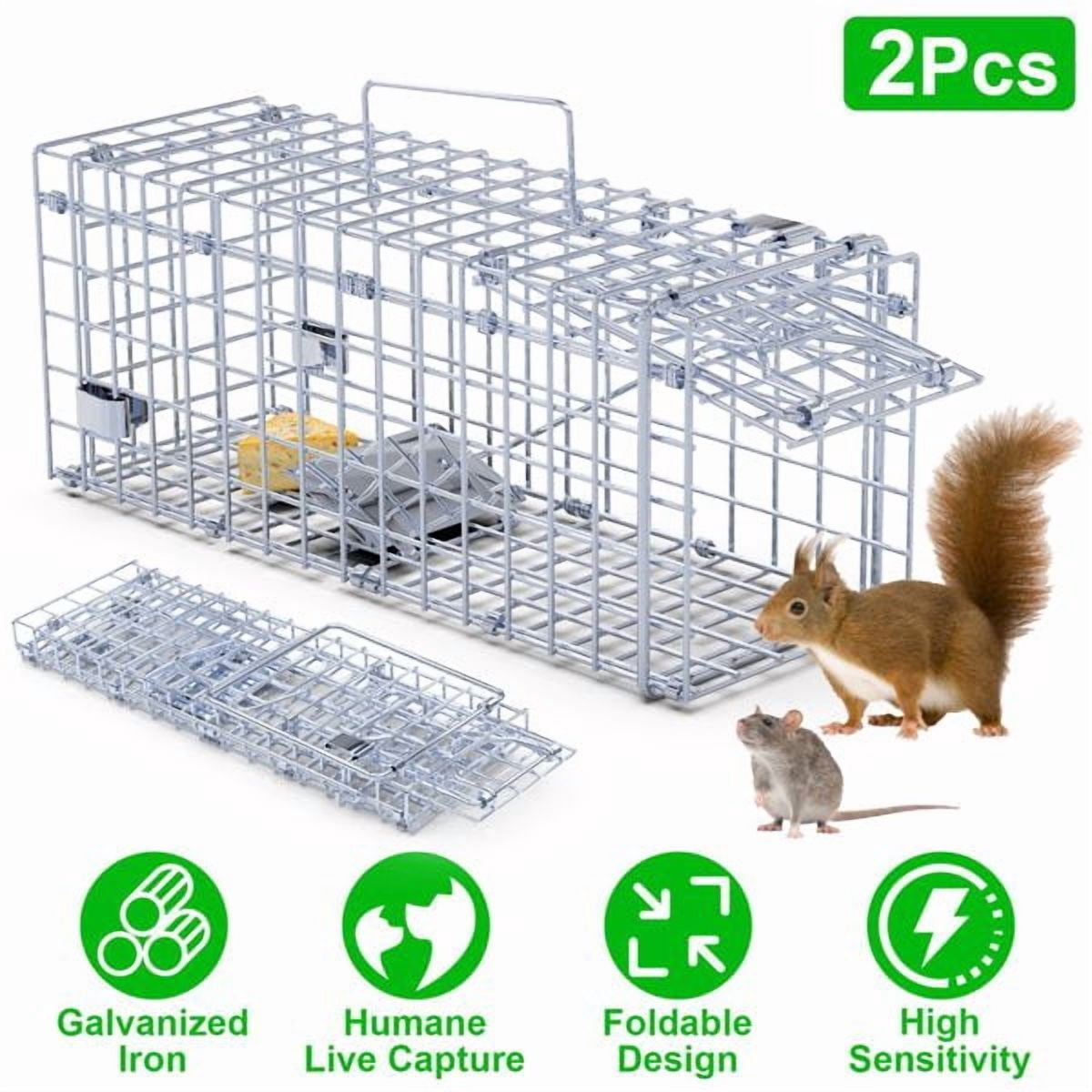 imerelez 2-Pack Humane Mouse Traps – Instant-Lock One-Way Door, 2 mm Galvanized Metal, Safe for Kids & Pets, Indoor/Outdoor Reusable Catcher, Easy-Set & Release