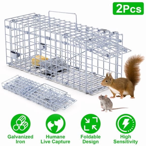 imerelez 2-Pack Humane Mouse Traps – Instant-Lock One-Way Door, 2 mm Galvanized Metal, Safe for Kids & Pets, Indoor/Outdoor Reusable Catcher, Easy-Set & Release