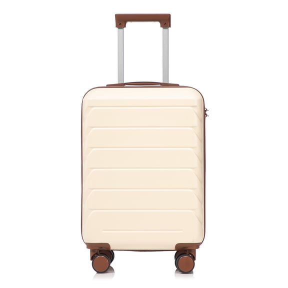 imerelez 20 Inch ABS Hard Shell Travel Checked Luggage - Scratch Resistant Surface Four Multi-Directional Wheels, With Combination Lock(Beige)