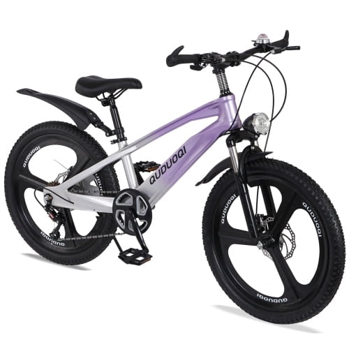 imerelez 20 Inch Mountain Bike for Ages 6-12 - 7-Speed Steel Frame, Dual Disc Brakes, 20x1.75" All-Terrain Tires, 3 Color Options,Purple