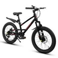 thumbnail image 1 of imerelez 20 inch Mountain Kids Bike for Boys & Girls Ages 6-12, 7-Speed Drivetrain with Front Suspension & Disc Brakes for Neighborhood Riding & Gift,Black, 1 of 13