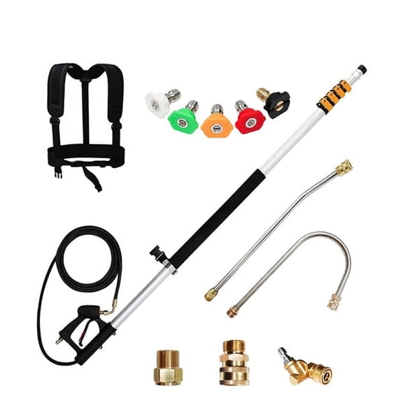 imerelez 24FT High Pressure Washer Telescopic Gun, Aluminum Extension Wand with Supportive Strap, 4000 PSI Max, 3/8" Quick Connect, for Driveway Roof Cleaning