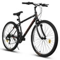 thumbnail image 1 of imerelez 26 inch 21-Speed Mountain Bike for Trail & Commute, All-Weather Dual V-Brakes, Durable Carbon Steel Frame, Ergonomic Saddle, 85% Pre-Assembled, 250lb Capacity,Black+Red, 1 of 8