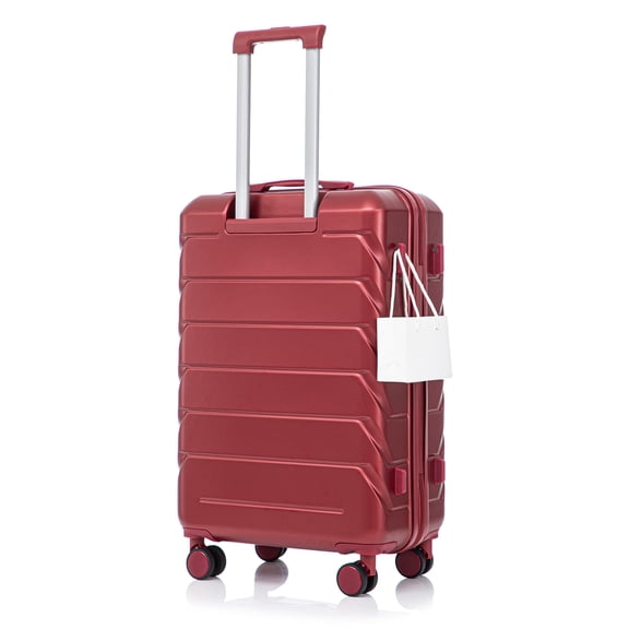 imerelez 28 Inch ABS Hard Shell Large Travel Checked Luggage - Scratch Resistant Surface Four Multi-Directional Wheels, With Combination Lock and Side Hooks .(WINE RED)