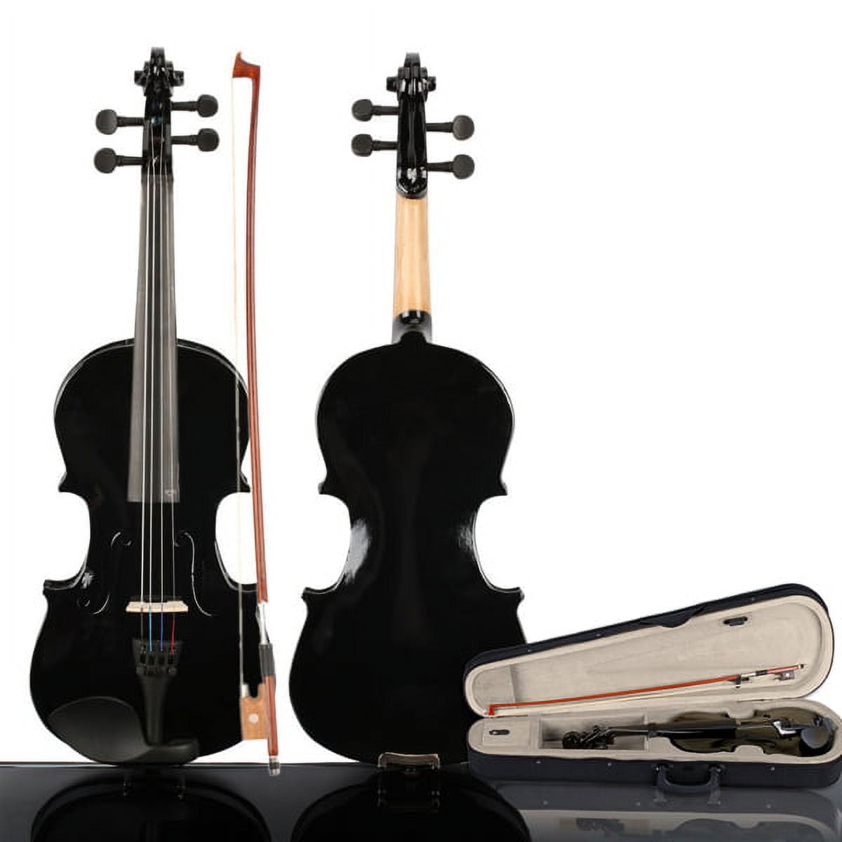 imerelez 3/4 Size Acoustic Violin for Beginners (Ages 9-12) - Black with Case, Bow & Rosin | Full Starter Set | Basswood Body | Protective Soft Case