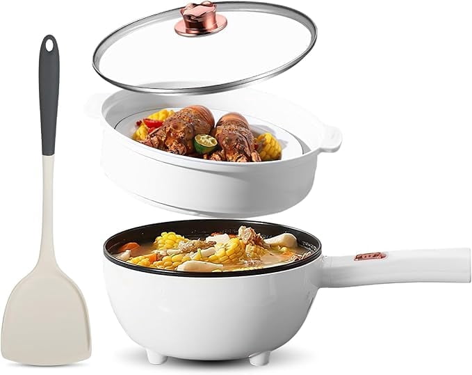 imerelez 3L Electric Multi-Cooker, Non-Stick Hot Pot with Steamer & Dual Power, 1000W Overheat Protection for Dorm