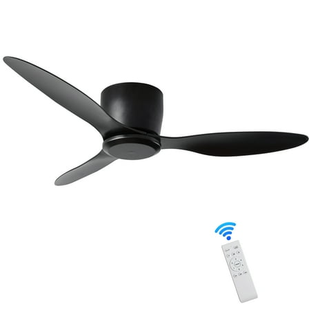 imerelez 42" Flush Mount Ceiling Fan without light, 3 Reversible Blades, with 6 Speeds Reversible DC Motor,Low Profile Ceiling Fan with no light for Living Room Kitchen Bedroom
