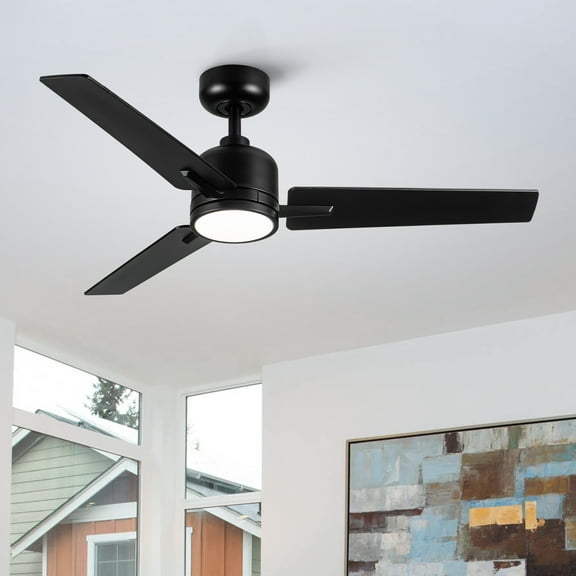 imerelez 48" Brushed Nickel Low-Profile Ceiling Fan with Light - DC Motor, 70% Energy Efficient, Remote Control, ETL Certified for Medium Rooms​​