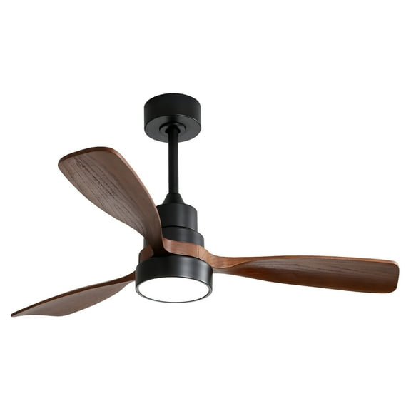 imerelez 48 Inch Low Profile Ceiling Fan DC 3 Solid Wood Fan Blade Noiseless Reversible Motor Remote Control With Light