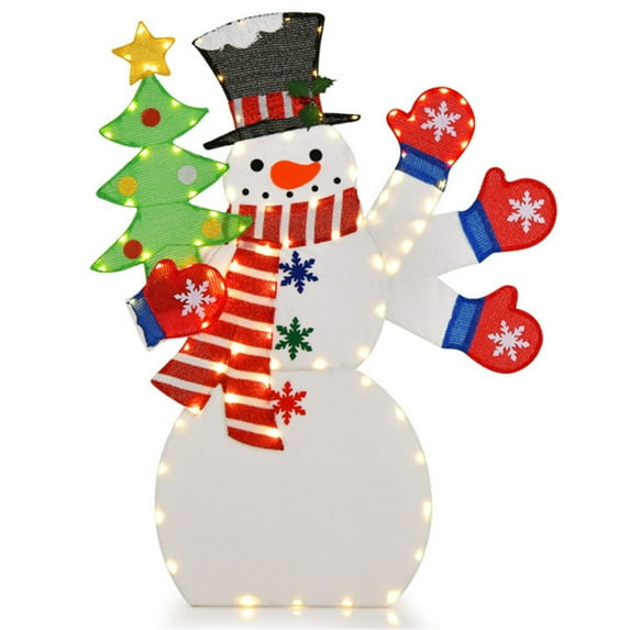 imerelez 4FT Lighted Snowman Christmas Decorations Pop-up Snowman Ornaments with Ground Stakes for Outside Holiday Indoor Decor