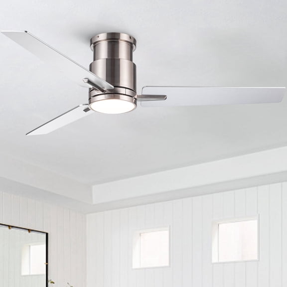 imerelez 52" Brushed Nickel Lowe Profile Ceiling Fan with Light