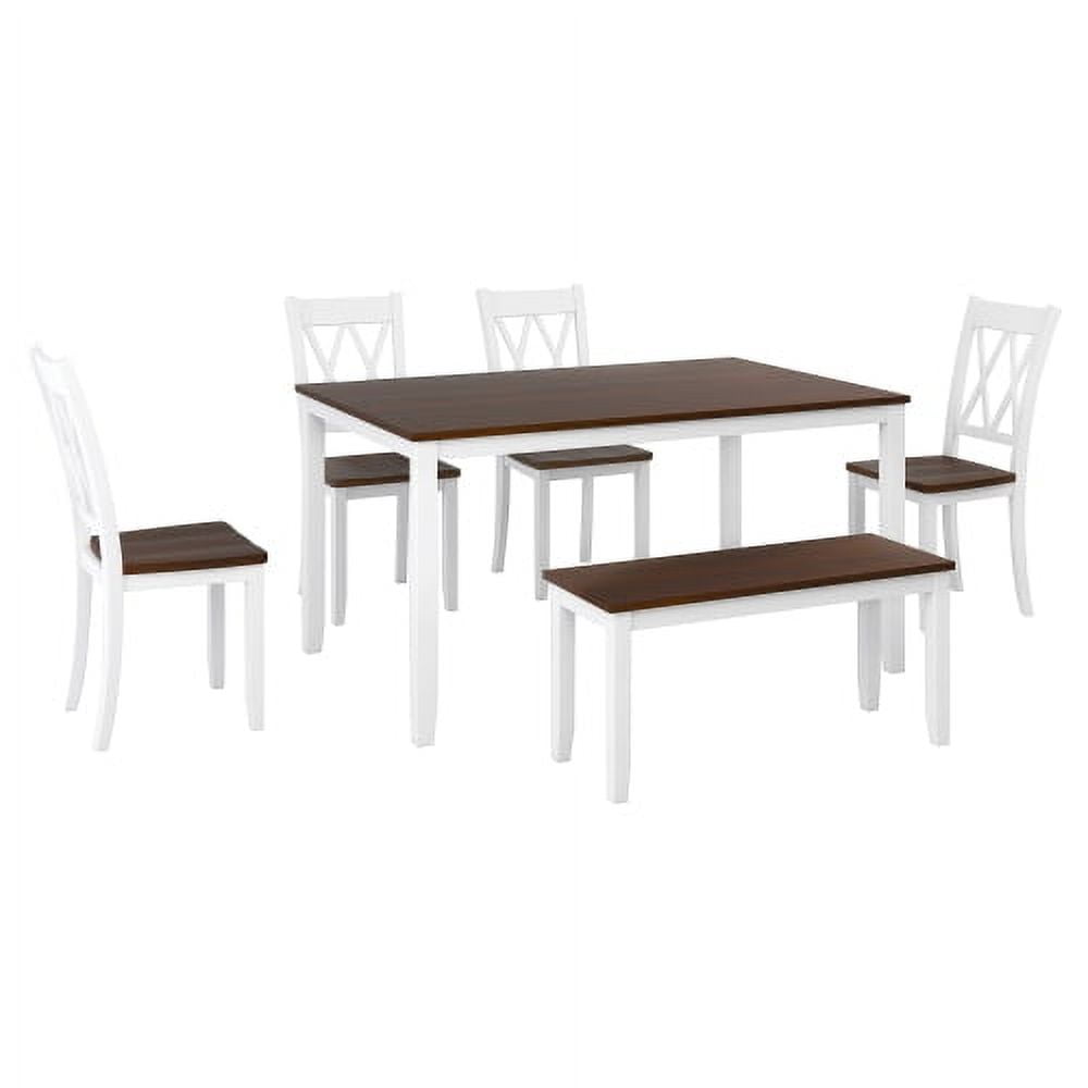 imerelez 6piece Wooden Kitchen Table set, Farmhouse Rustic Dining