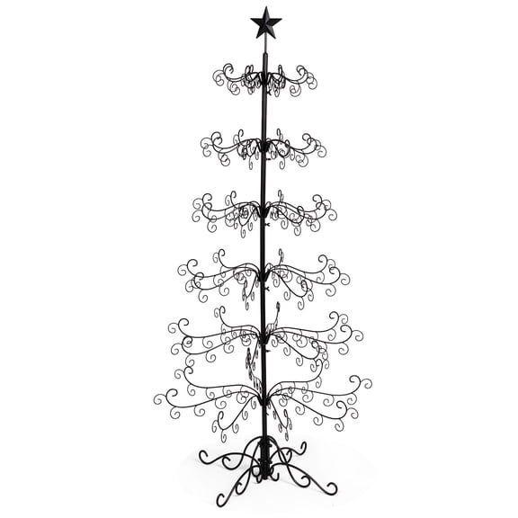 imerelez 6ft Wrought Iron Christmas Tree with Star Topper, 3-Tier Spiral Metal Display Stand Foldable for Home Party Wedding Decor