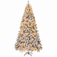 thumbnail image 1 of imerelez 8 FT Pre-lit Snow Flocked Christmas Tree, Artificial Hinged Xmas Pine Tree with 1300 Branch Tips, 500 Lights and Remote Control for Holiday Party Office Home, Snowy Green, 1 of 8