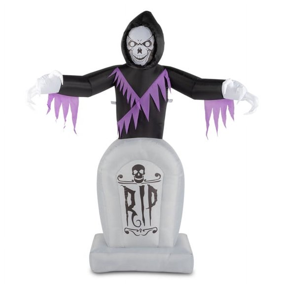 imerelez 8ft Garden 3pcs LED String Lights Grim Reaper and Grave Inflatable Halloween Decoration