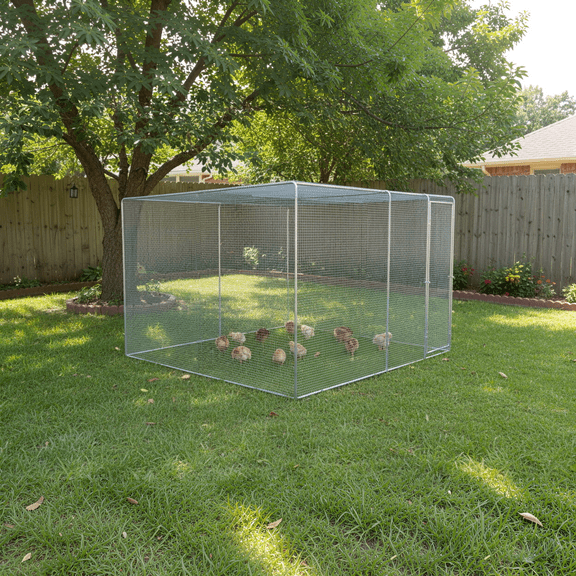 imerelez 9.8' x 6.5' x 6.5' Chicken Coop and Run Pen for Yard, Outdoor Metal Poultry Cage with UV & Waterproof Cover, Green Wire Mesh, Large Bird Aviary for Yard