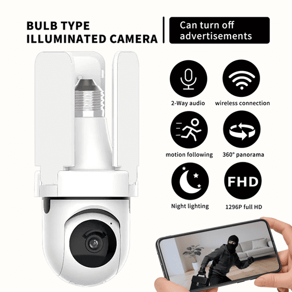 imerelez All-in-One Garage Light with 200W HD Camera, 355° Pan 90° Tilt, Motion Tracking, Two-Way Audio, Adjustable 5000K LED Panels, WiFi APP Control for Home Security