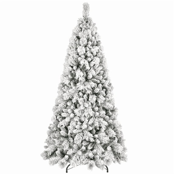 imerelez Artificial 7.5ft Flock Christmas Tree with 1252PVC/Hard Needle Mixed Branch Tips,Hinged Premium & Foldable Base for Indoor Holiday Decorating