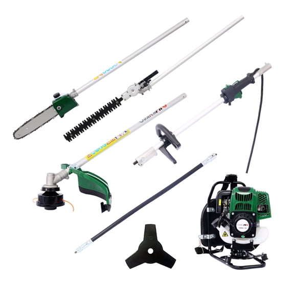 imerelez Backpack 4 in 1 Multi-Functional Trimming Tool, 31CC 4-stroke Garden Tool System with Gas Pole Saw, Hedge Trimmer, Grass Trimmer, and Brush Cutter EPA Compliant