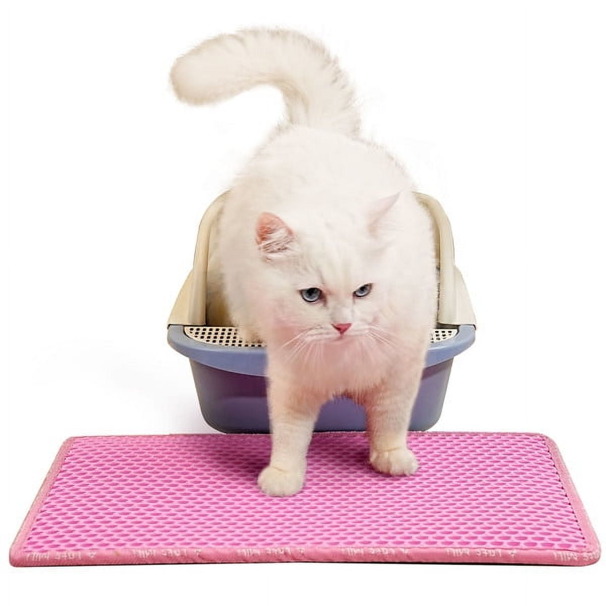 imerelez Cat Litter Mat, 24x14 Inches Large Double Layer Honeycomb Cat Litter Trapping Mat, Non Slip Waterproof Urine Proof Cat Litter Box Mat for Floor, Kitty Litter Rug, Cat Supplies, Pink