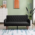 thumbnail image 1 of imerelez Convertible Double Folding Living Room Sofa Bed (Eucalyptus wood frame)Black, Linen,, 1 of 8
