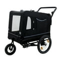 thumbnail image 1 of imerelez Extra Large 2-in-1 Bike Trailer & Push Cart for Pets - Detachable Bike Hitch & Push Handle Included - All-Terrain Wheels, Quick Wheel, Non-Slip Floor, Internal Leash, Black, 1 of 9