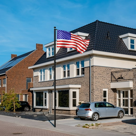 imerelez Flag Pole Kit for Outside House in Ground, 20FT Sectional Aluminum Extra Thick Flagpole, 5x3 US Flag, Heavy Duty Black Flag Poles Kit for Yard